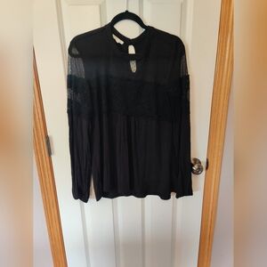 Maurices Black Long Sleeve Cut Out Blouse